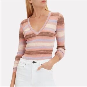 Intermix Pink Space Dye Long Sleeve Bodysuit Top Small